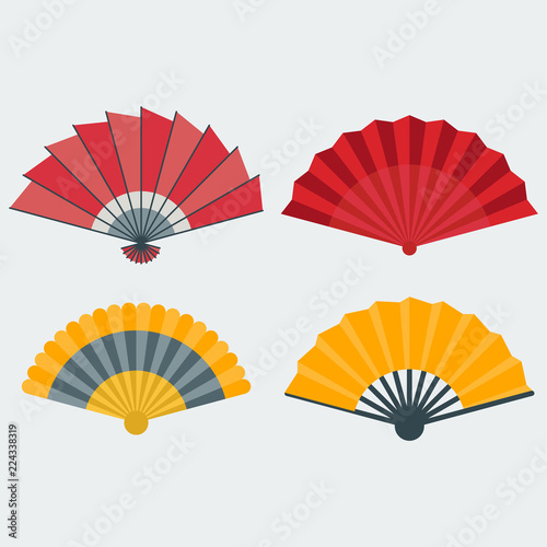 Vector illustration of a hand fan. Icons of fans for web design, printing and other.