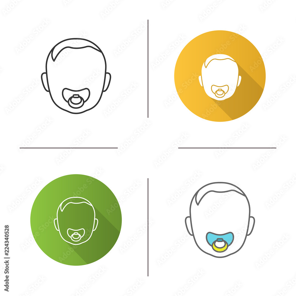 Baby face with pacifier icon Baby face with pacifier icon