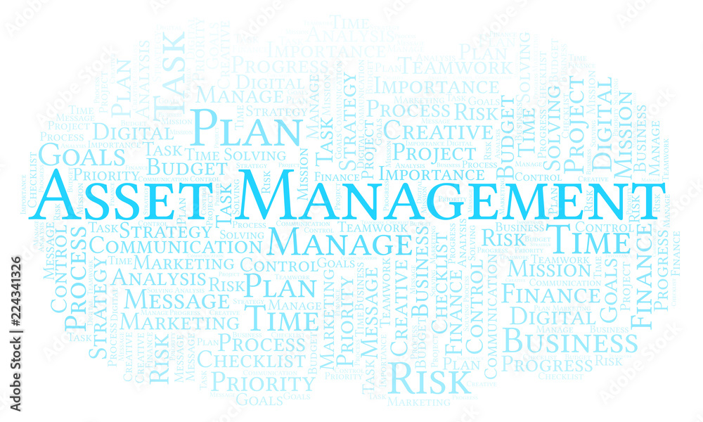 Fototapeta premium Asset Management word cloud, made with text only.