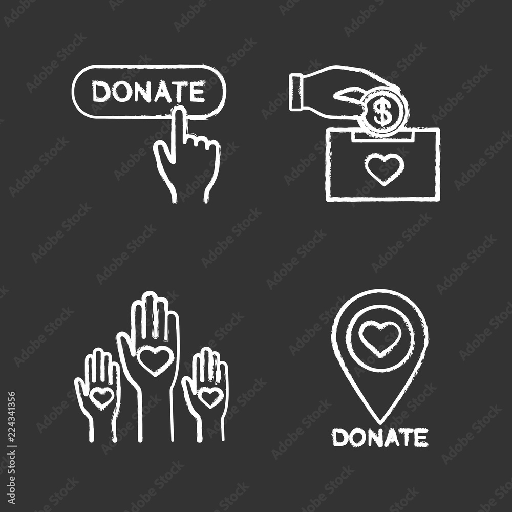 Obraz premium Charity chalk icons set