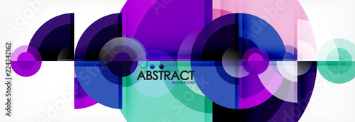 Abstract background - multicolored circles, trendy minimal geometric design