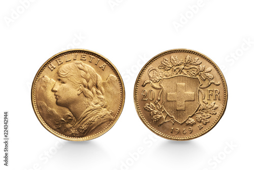 Cuadro en lienzo Vreneli Goldmünze Schweiz 20 FR