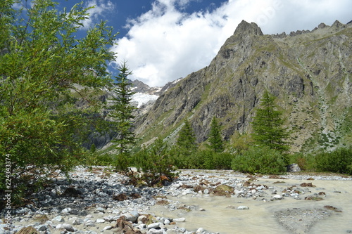 Paysages des Hautes-Alpes, torrent de montagne dans le Pré de Madame Carle, Alpes, France