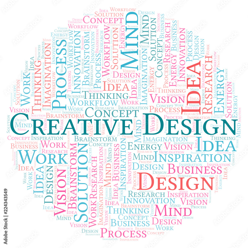 Creative Design word cloud, made with text only.