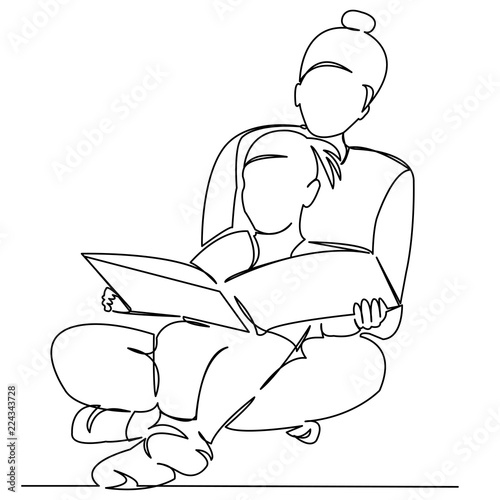 mother reads a book with her daughter