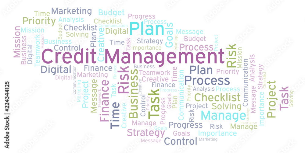 Credit Management word cloud, made with text only.