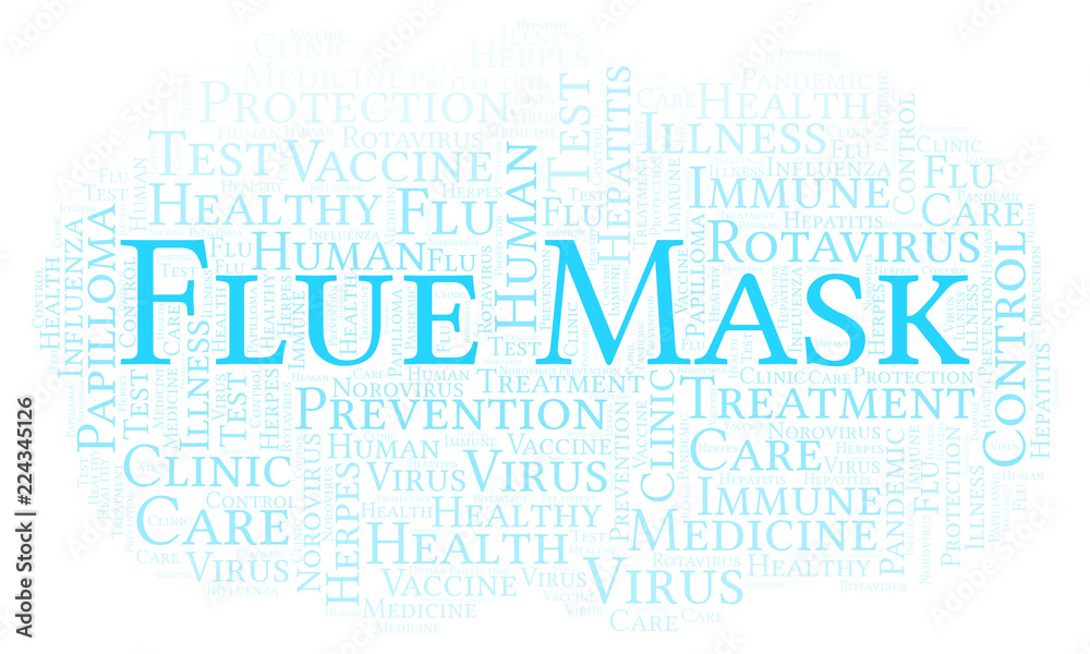 Fototapeta premium Flue Mask word cloud, made with text only.