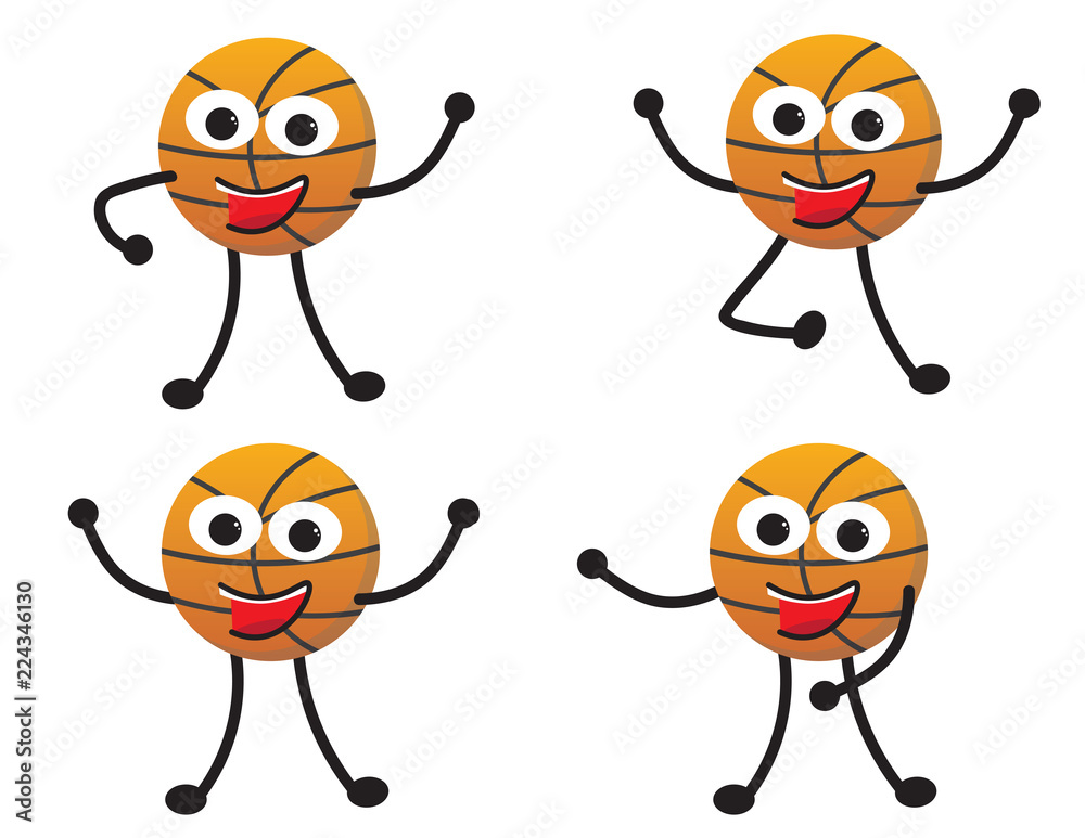 Obraz premium Set of cartoon basketball character different poses