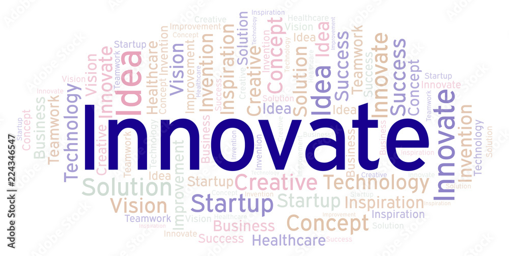 Obraz premium Innovate word cloud, made with text only.