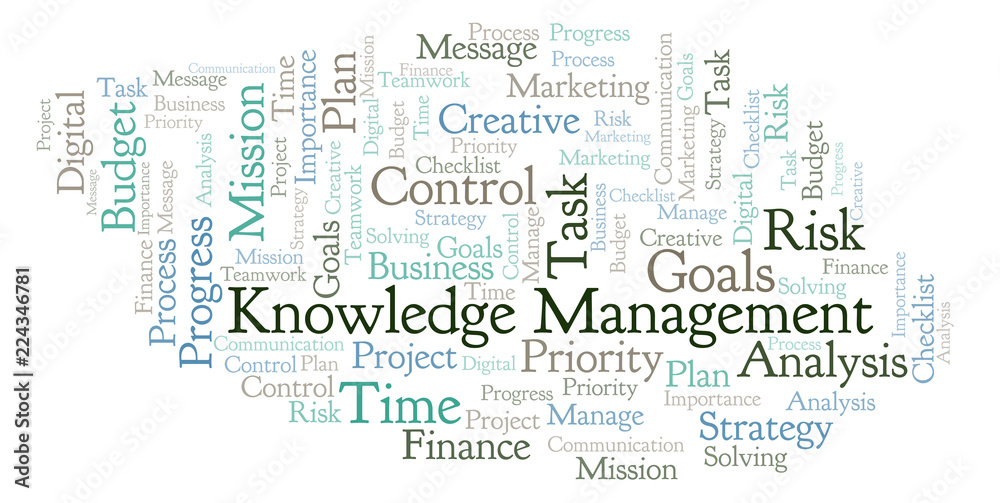 Obraz premium Knowledge Management word cloud, made with text only.