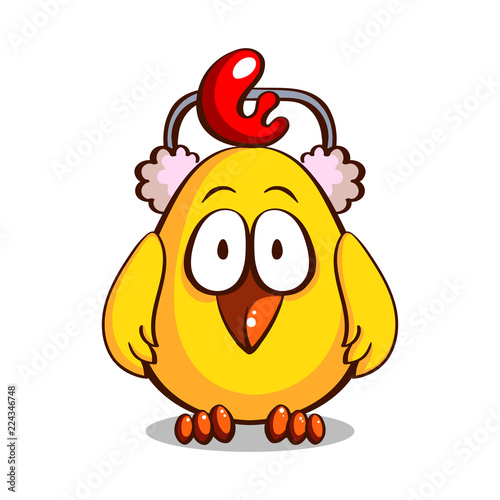 Chick In Earmuffs On White