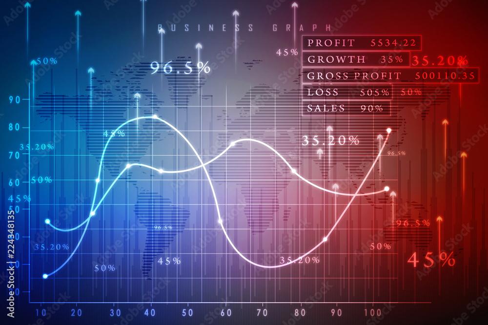 2d rendering Stock market online business concept. business Graph 2d rendering Stock market online business concept. business Graph