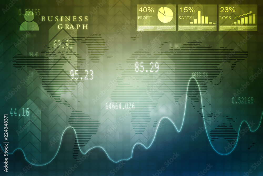 2d rendering Stock market online business concept. business Graph 