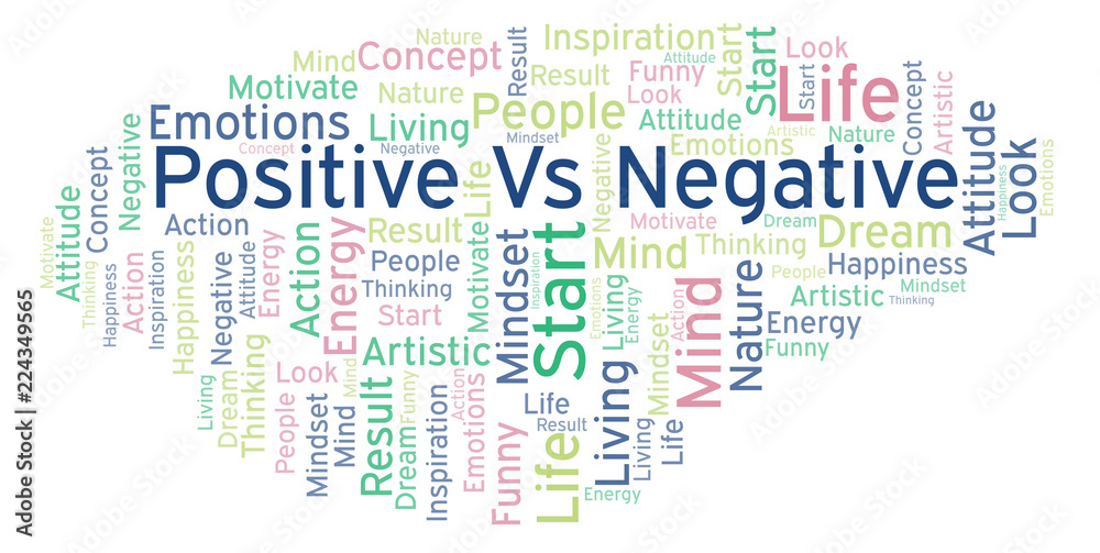 Fototapeta premium Positive Vs Negative word cloud, made with text only.