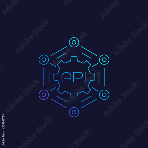 API, software integration, vector line icon