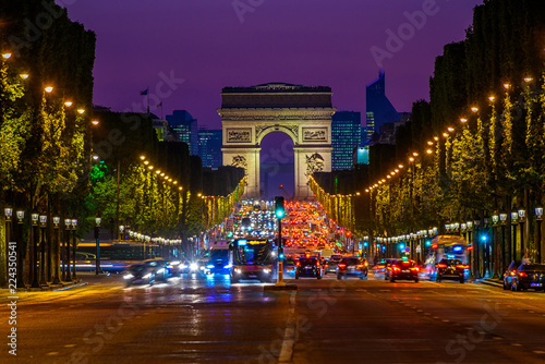 Champs-Elysees and Arc de Triomphe at night in Paris, France © Ekaterina Belova
