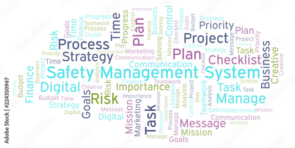 Fototapeta premium Safety Management System word cloud, made with text only.
