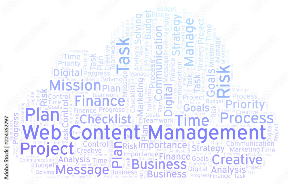 Obraz premium Web Content Management word cloud, made with text only.