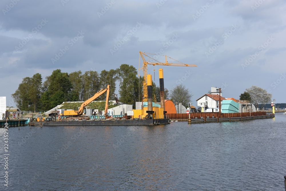 Greifswald Wieck, Baustelle Hochwassersperrwerk
