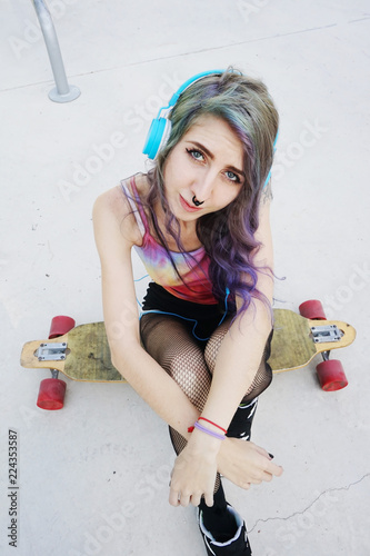 Teen skater woman
