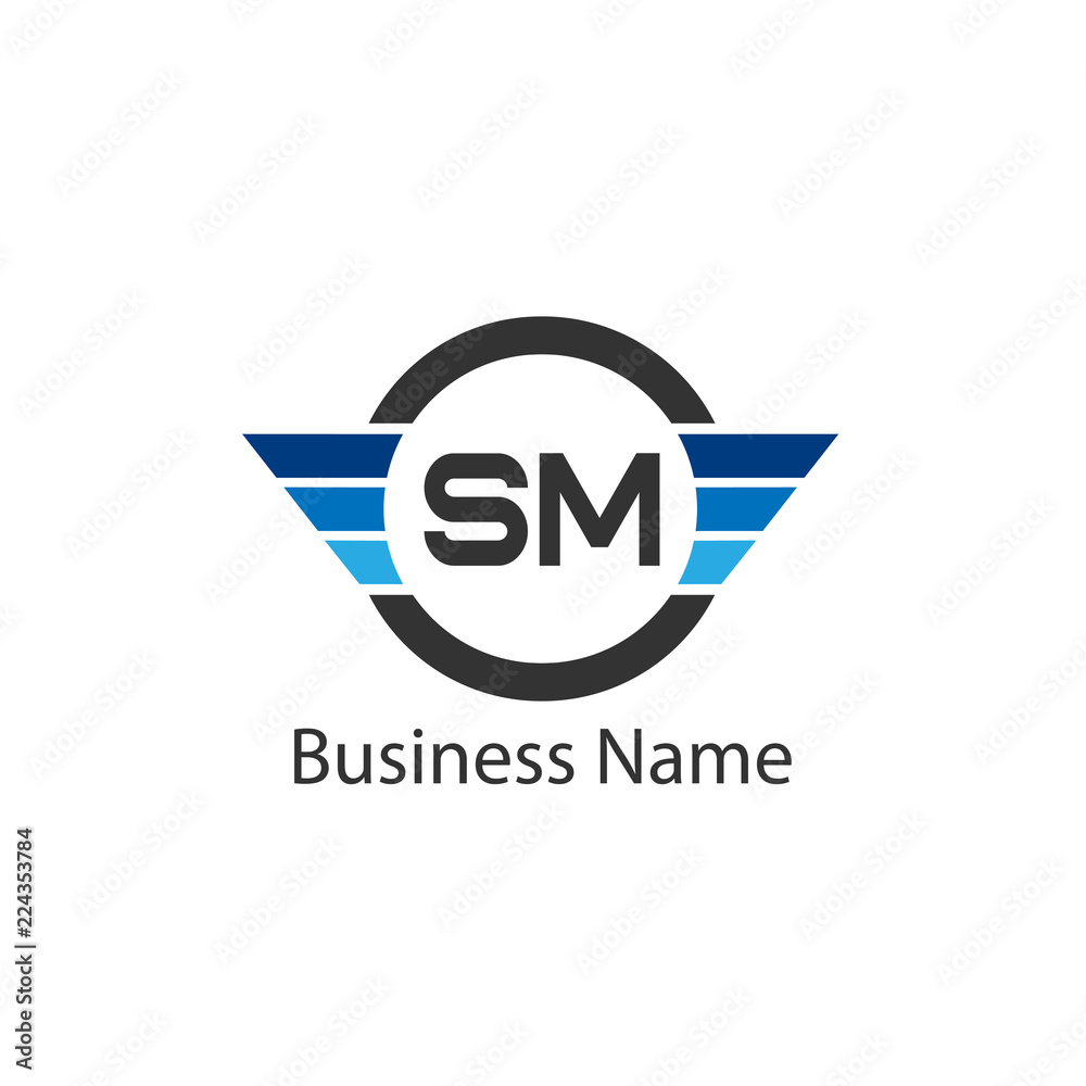 Initial Letter SM Logo Design Vector Image