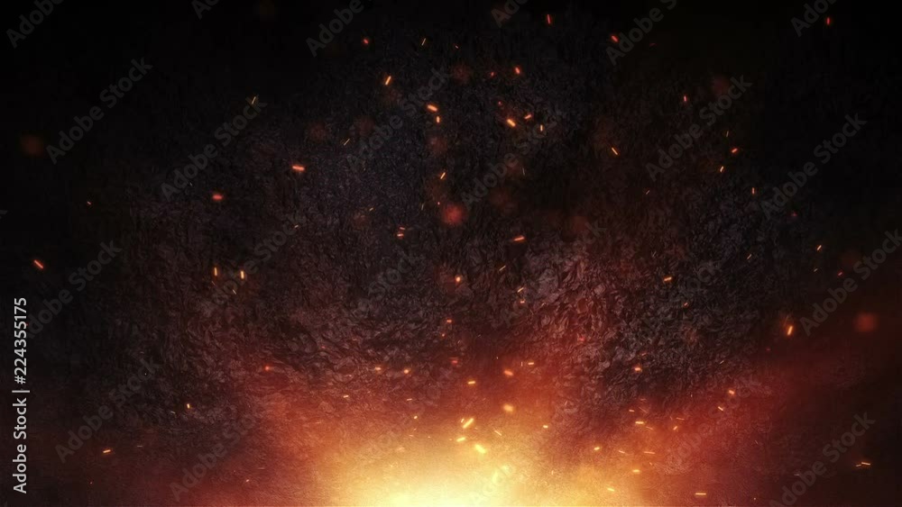 Loop fire and particles cinematic background for motion graphics, VFX and animations etc