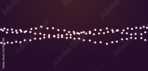 Light garlands on dark background. Christmas lights vector