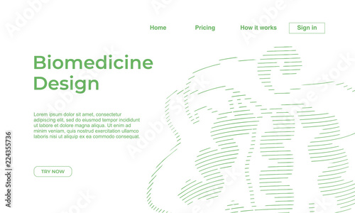 Minimalist medicine design of landing page template with dna recombinant background. Vector illustration eps 10.