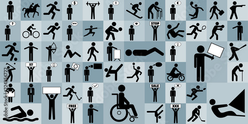 Large set of different stick figure icons