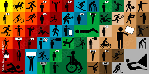 Large set of different stick figure icons