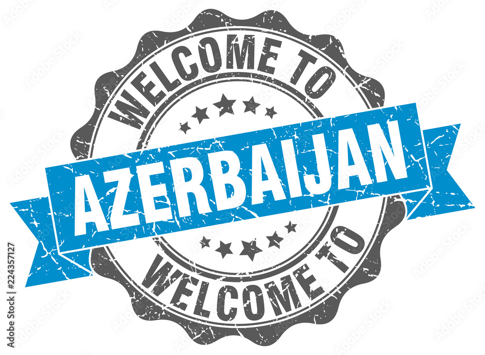 Fototapeta premium Azerbaijan round ribbon seal