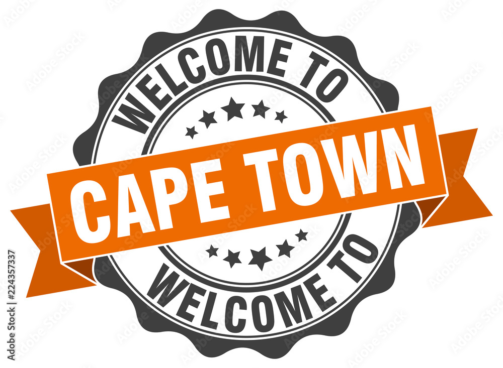 Obraz premium Cape Town round ribbon seal