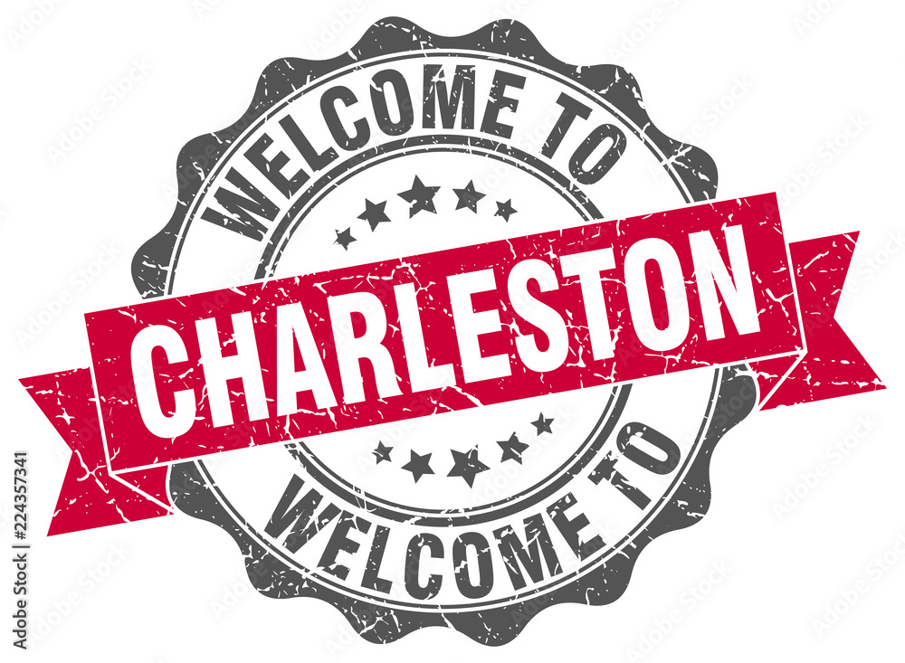 Fototapeta premium Charleston round ribbon seal