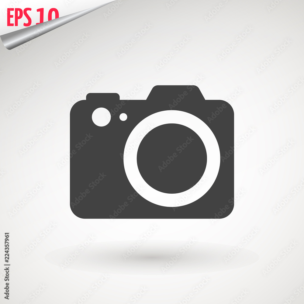 Camera icon, flat photo camera vector isolated. Modern simple snapshot photography sign. Instant Photo internet concept. Trendy symbol for website design, web button, mobile app. Logo illustration. Camera icon, flat photo camera vector isolated. Modern simple snapshot photography sign. Instant Photo internet concept. Trendy symbol for website design, web button, mobile app. Logo illustration.