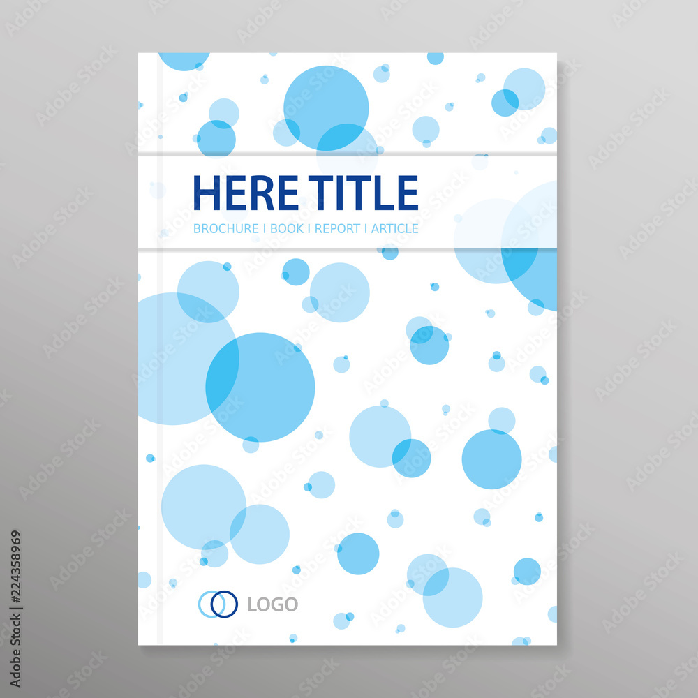 Vector brochure | report | book cover | article. Modern template with blue bubbles. Eps 10 vector file.