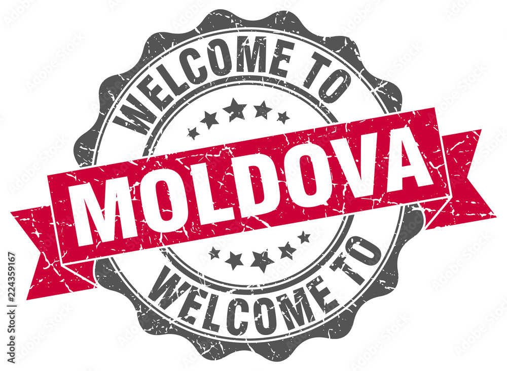 Fototapeta premium Moldova round ribbon seal