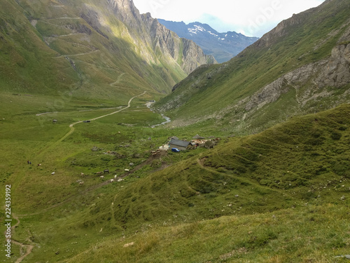 Panoramic view of the high Val Formazza in Piedmont, Italy.