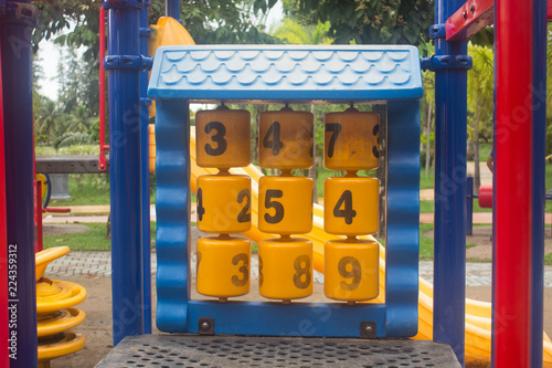 Children playground in the yard in summer