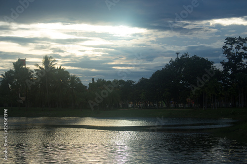 Clouds over Lake Udonthani at sunset