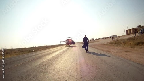 Air medical flight nurse walking photo