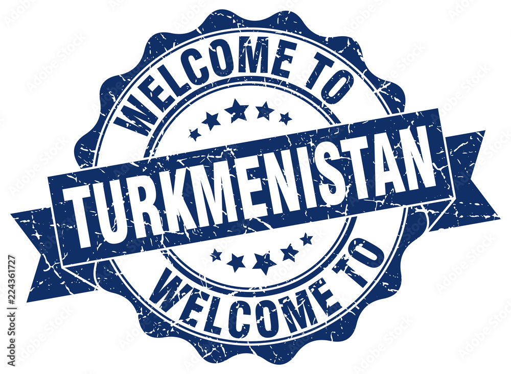 Fototapeta premium Turkmenistan round ribbon seal