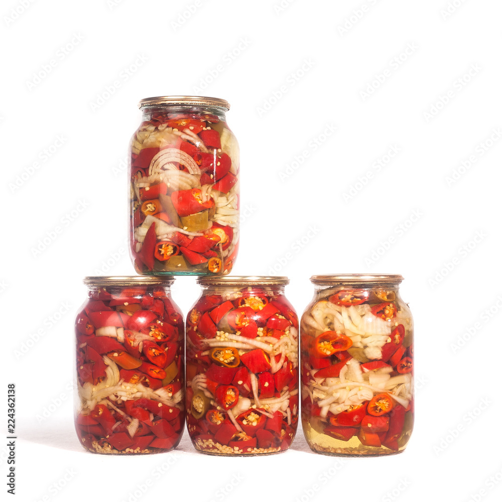 collection set of canned vegetables in glass jars isolated on white background collection set of canned vegetables in glass jars isolated on white background
