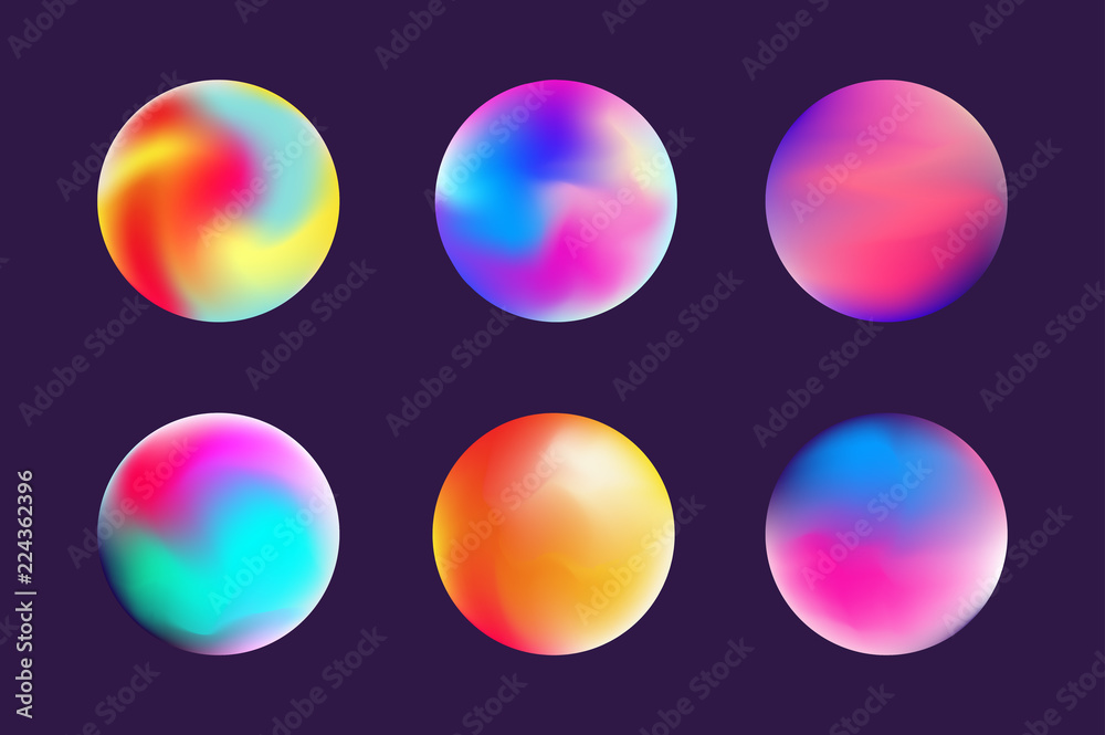Set gradient colorful sphere in trendy style
