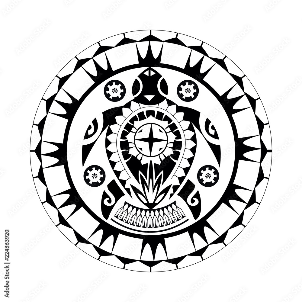 Maori / Polynesian Turtle Tattoo Style Ornament - Ready for Print and used  for Stencyl as Custom Artwork Stock Vector | Adobe Stock