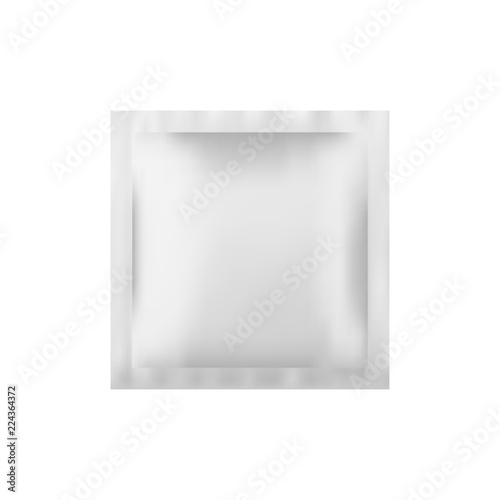 White Packaging Sachet - Mock Up Template Isolated on White Background Easy to Edit