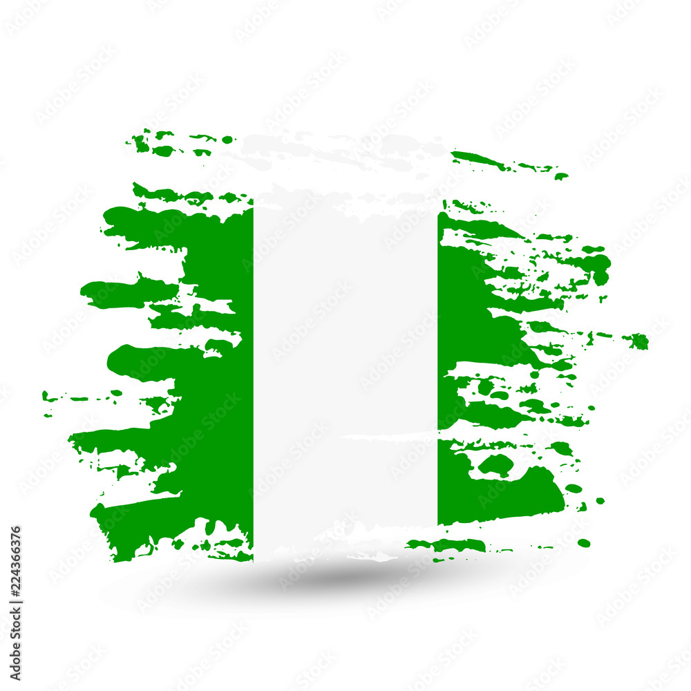 Grunge brush stroke with Nigeria national flag Stock Vector | Adobe Stock