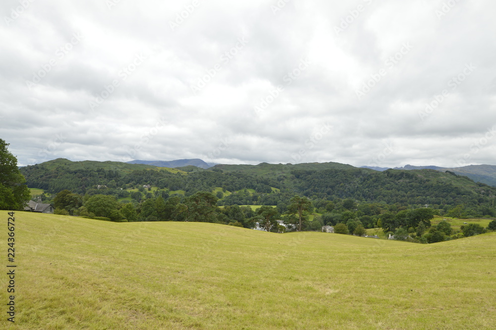 Lake District Panoramic view over fields Lake District Panoramic view over fields