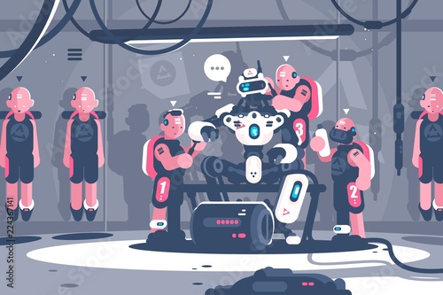 People slaving robotic boss