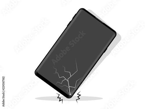 Smartphone falls. Broken screen Vector Icon