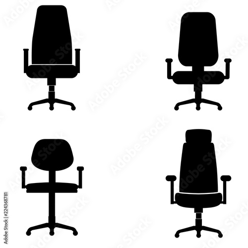 Office chair icon, silhouette, logo on white background